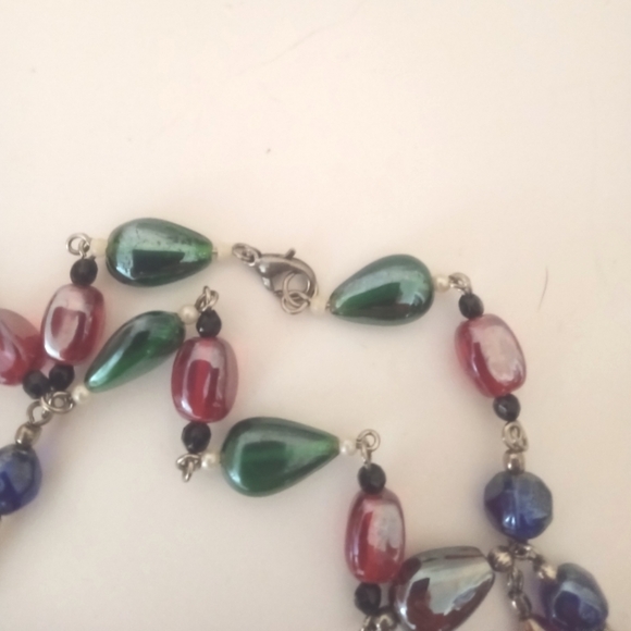 Luster Art Glass Beads Necklace 33" Rosery Style Multicolor - Picture 5 of 5